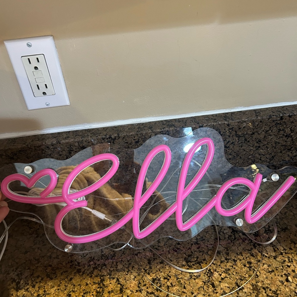 Personalized Pink 'Ella' LED Neon Wall Sign